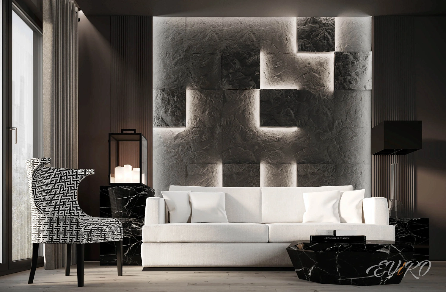 Гипсовая 3D панель EViRO Mountain Rock LED